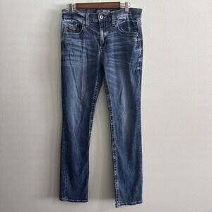 BKE Jake Straight Jeans Mens 34 L Distressed Wash Stretch Denim Measures 32x32